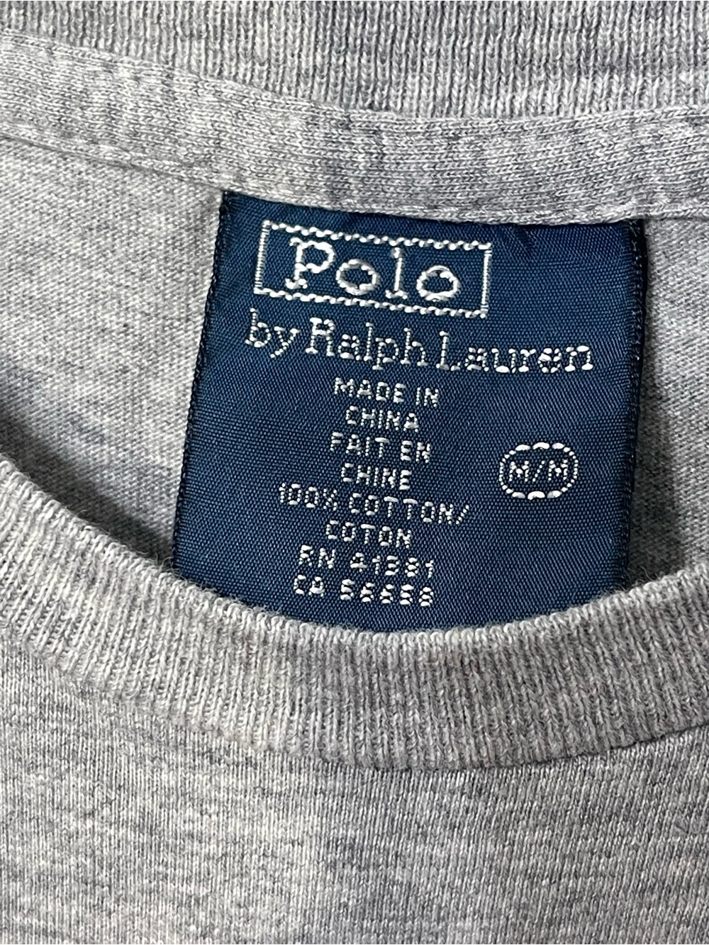 Ralph Lauren Vintage Grey Polo Bear Graphic Tee with Navy Blazer Print - Size M - Picture 2 of 3